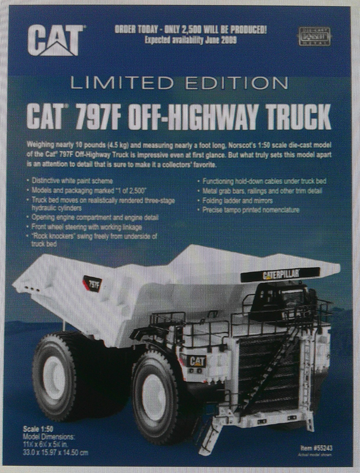 Norscot CAT 797F Off Hwy Truck Special White Edition #55243 1/50 Sealed Ship Box