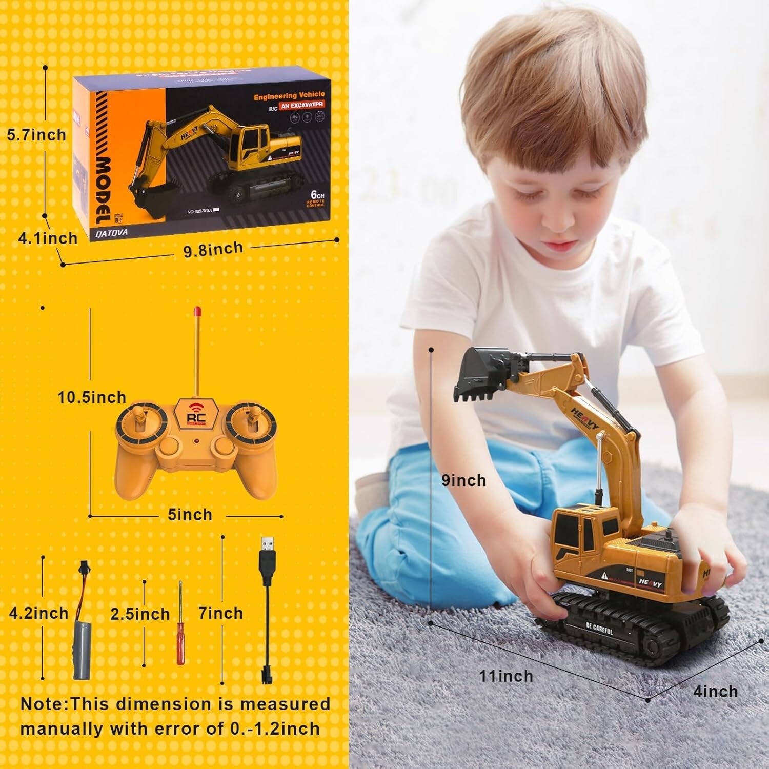 Construction Excavator – Toy Engineering Digger Truck, Remote Control…