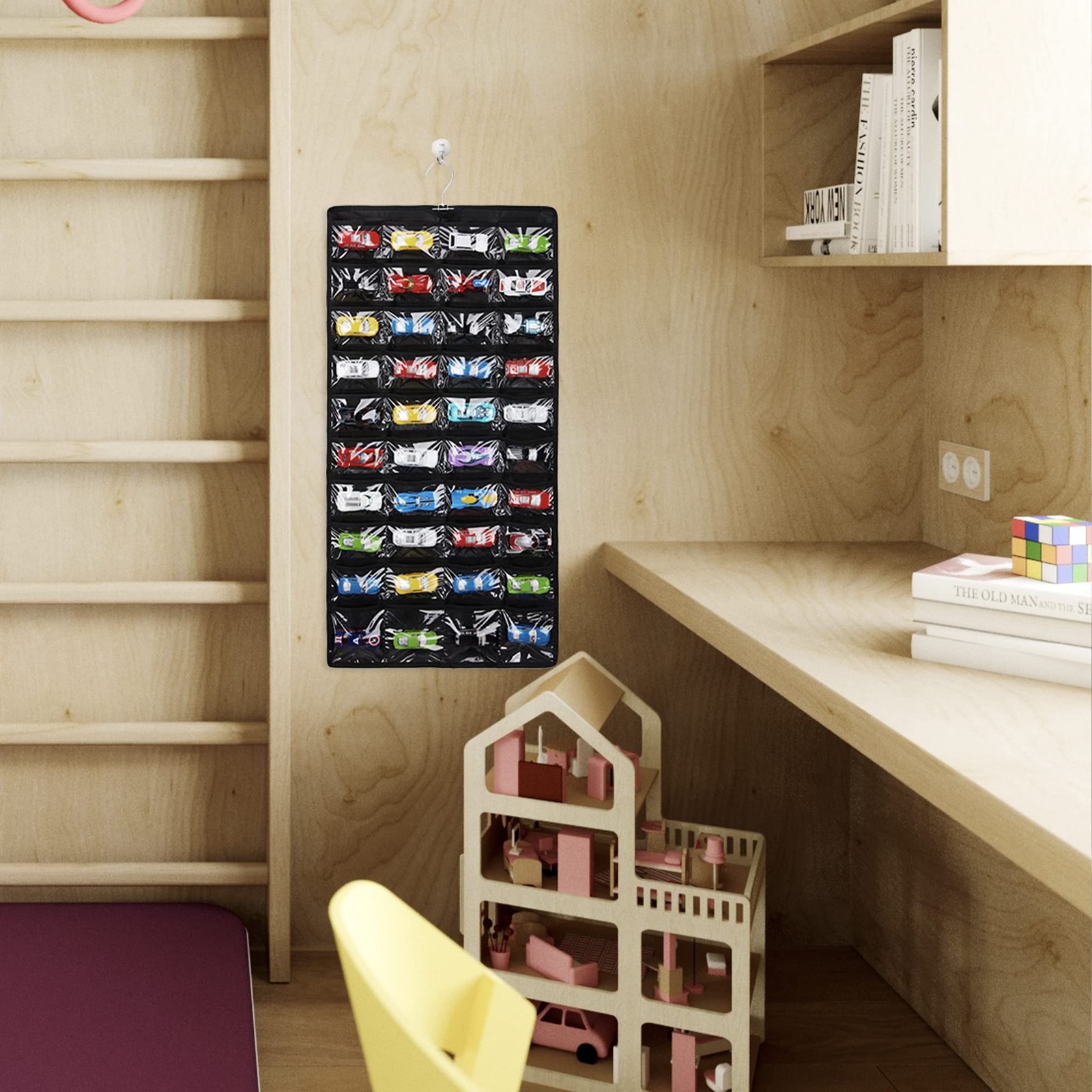 Storage Case Compatible with 80 Hot Wheels Matchbox Cars, Double-Sided Hangin…