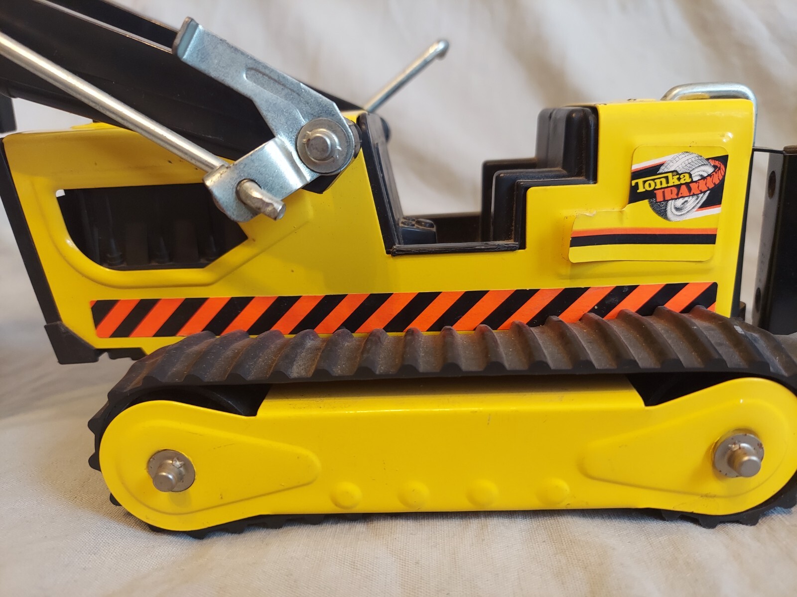 Tonka Trax Backhoe & Front End Loader Yellow Tractor Classic Metal Vintage Toy