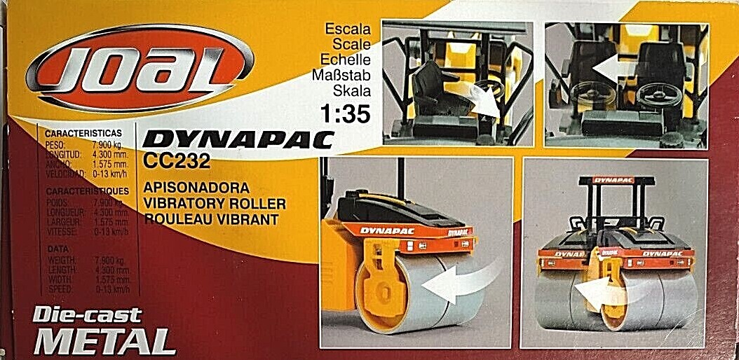 JOAL 1:35 DIE CAST VIBRATING ROLLER WORKING MEDIUM DYNAPAC CC 232 ART 199