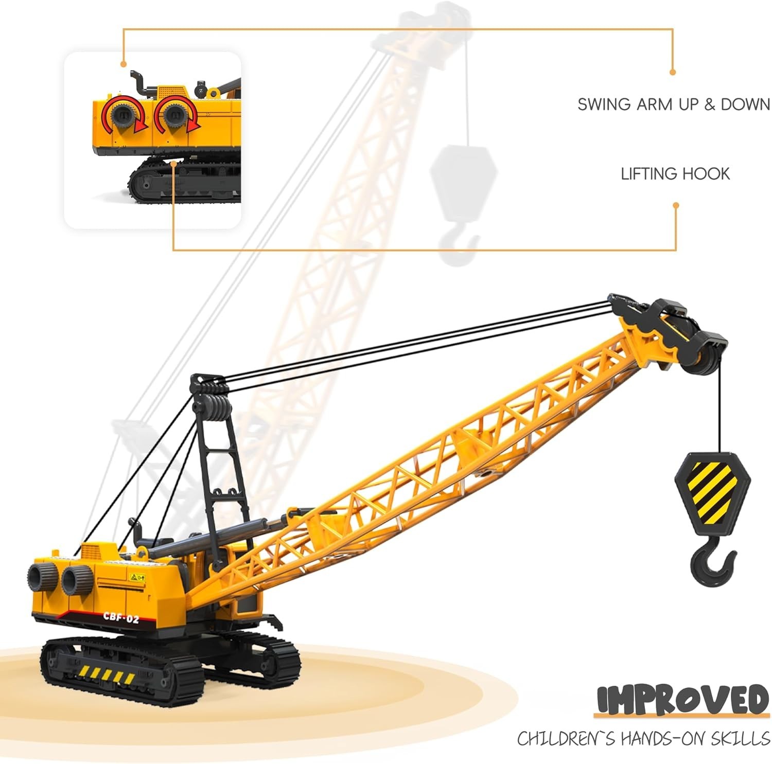 Kids Construction Trucks Set Excavator Crane Semi Truck Tractor Lowboy Trailer