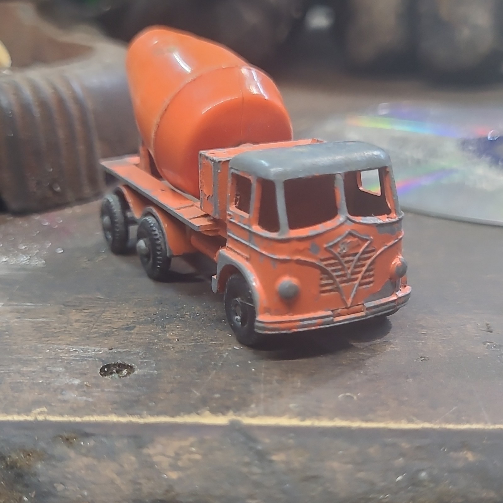 Lesney Diecast Cement Mixer Truck Orange Gray Vintage England