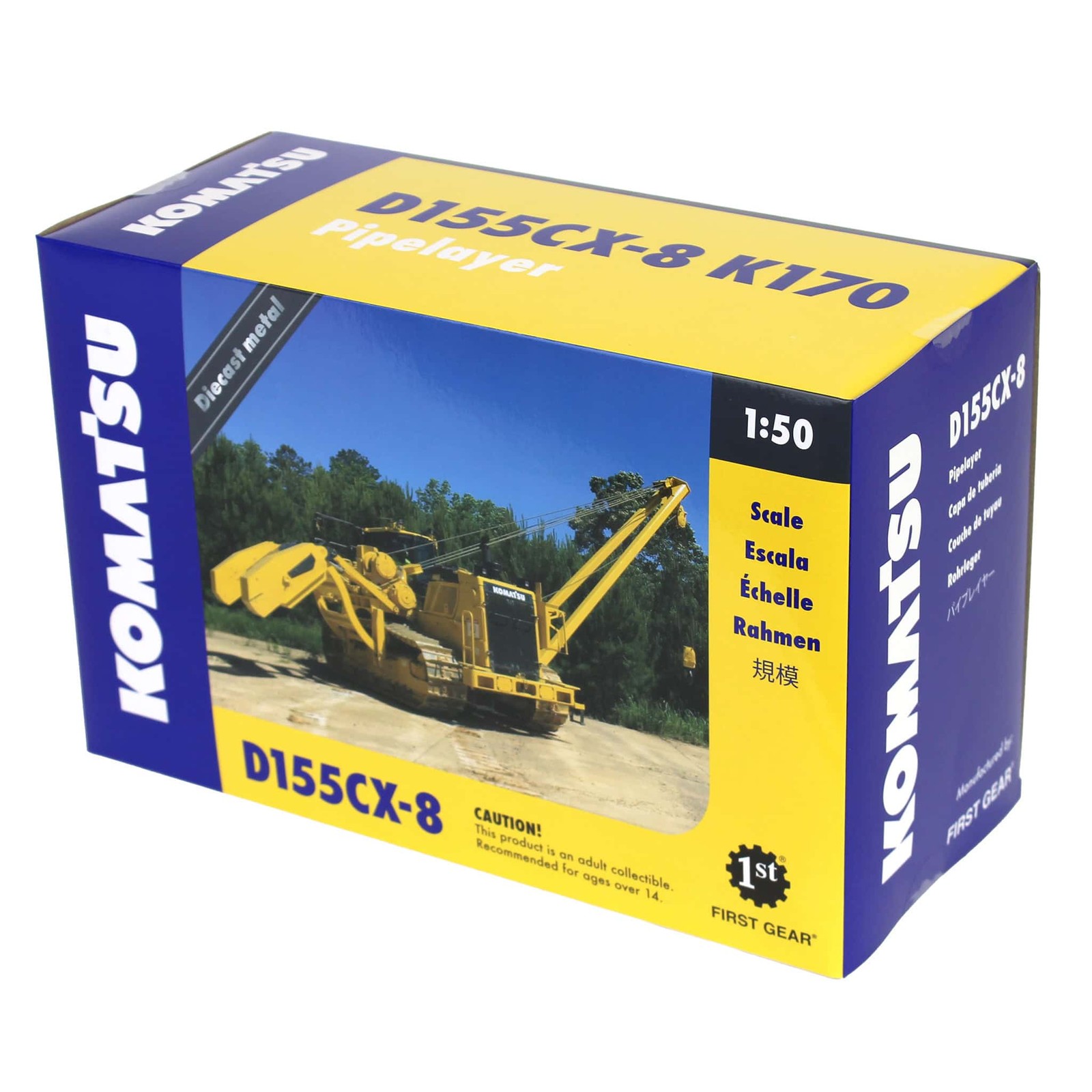 First Gear 1/50 Komatsu D155CX-8 with K170 Pipelayer 50-3494