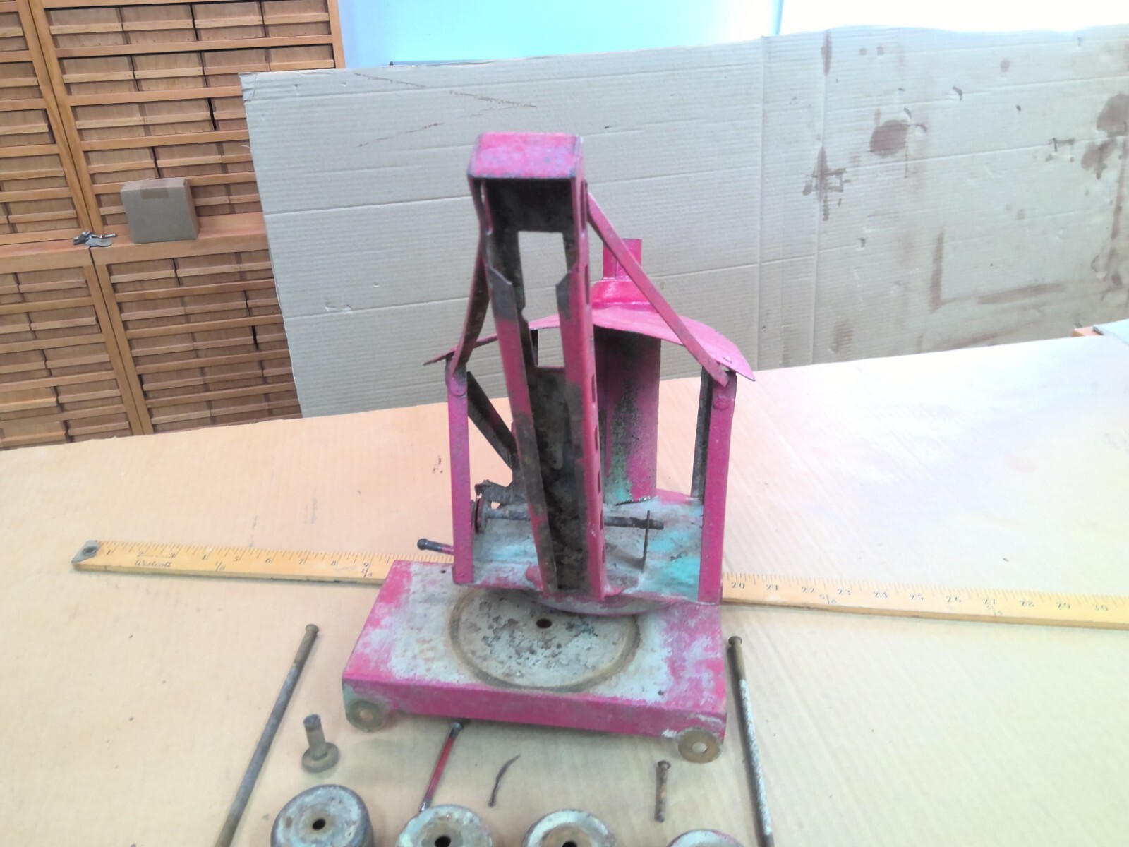 Vintage Red Keystone Ride ‘Em Pressed Steel Steam Shovel Toy 1930s