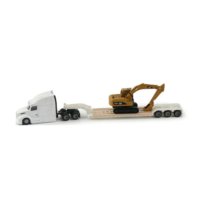 Caterpillar Peterbilt 579 Lowboy w/ CAT 315C Excavator 1:87 Diecast #84423