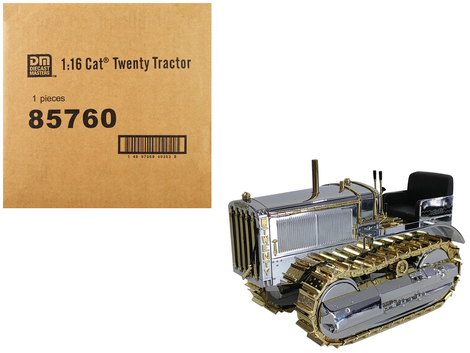 CAT Caterpillar Twenty Tractor Chrome Gold 1/16 100th Anniversary