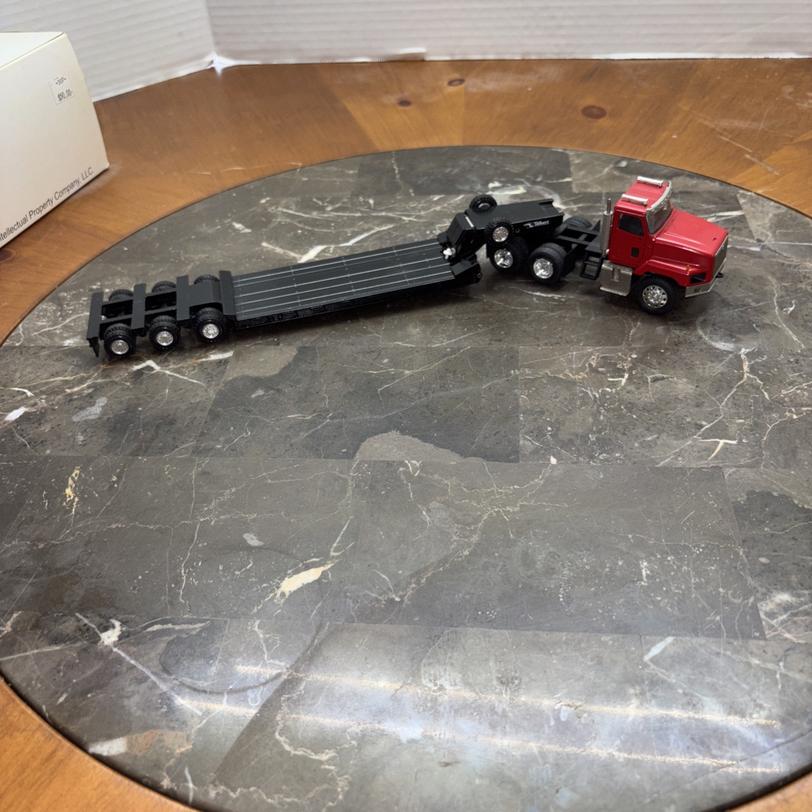 Conrad 1/50, International 5600i With Talbert 3axle Lowboy. Red And Black