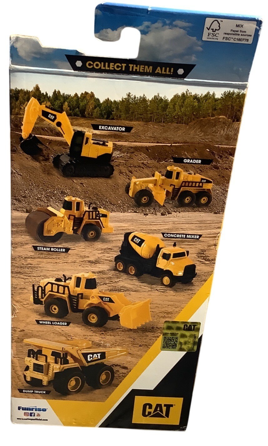 CAT Metal 3-Pack Toy Set With Wheel Loader Excavator & Steam Roller For Ages 3+