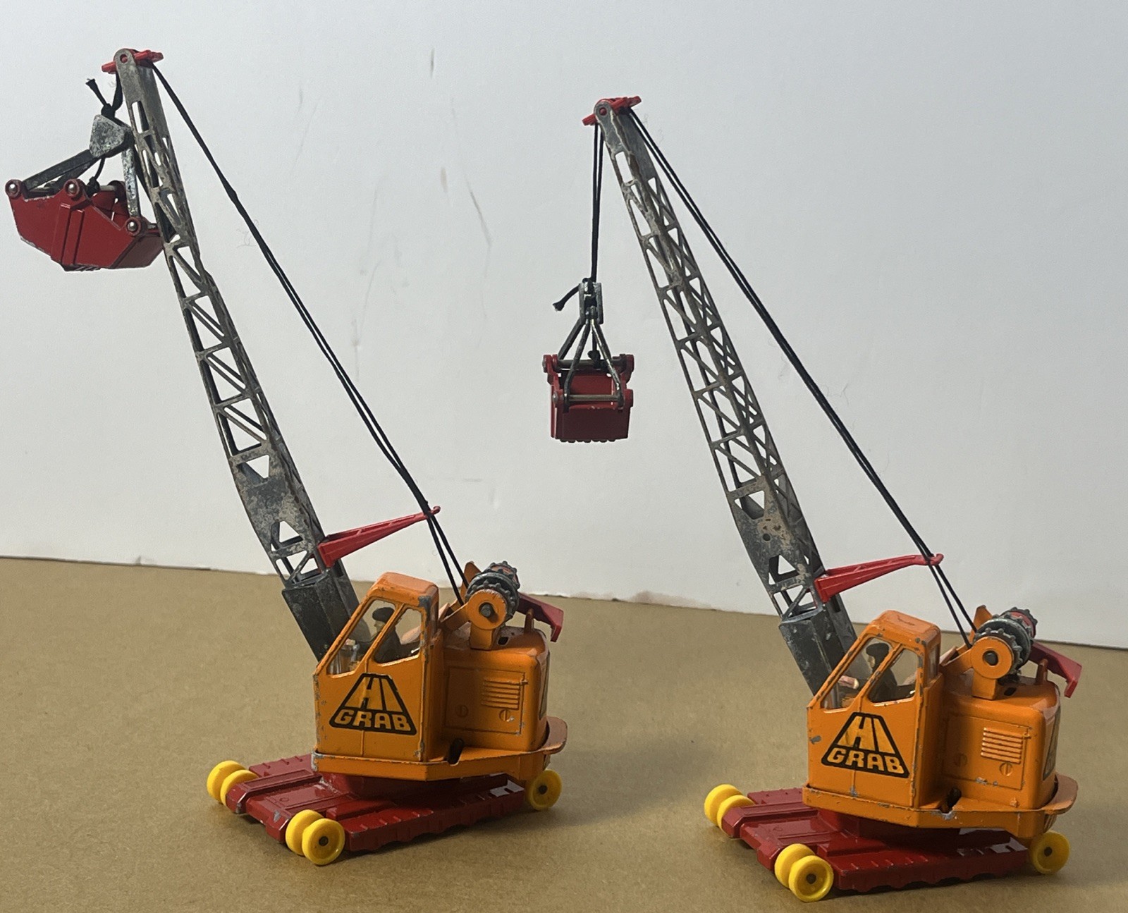 2 Vtg Corgi Major Toys No. 1153 Priestman Boom Crane HI GRAB Diecast