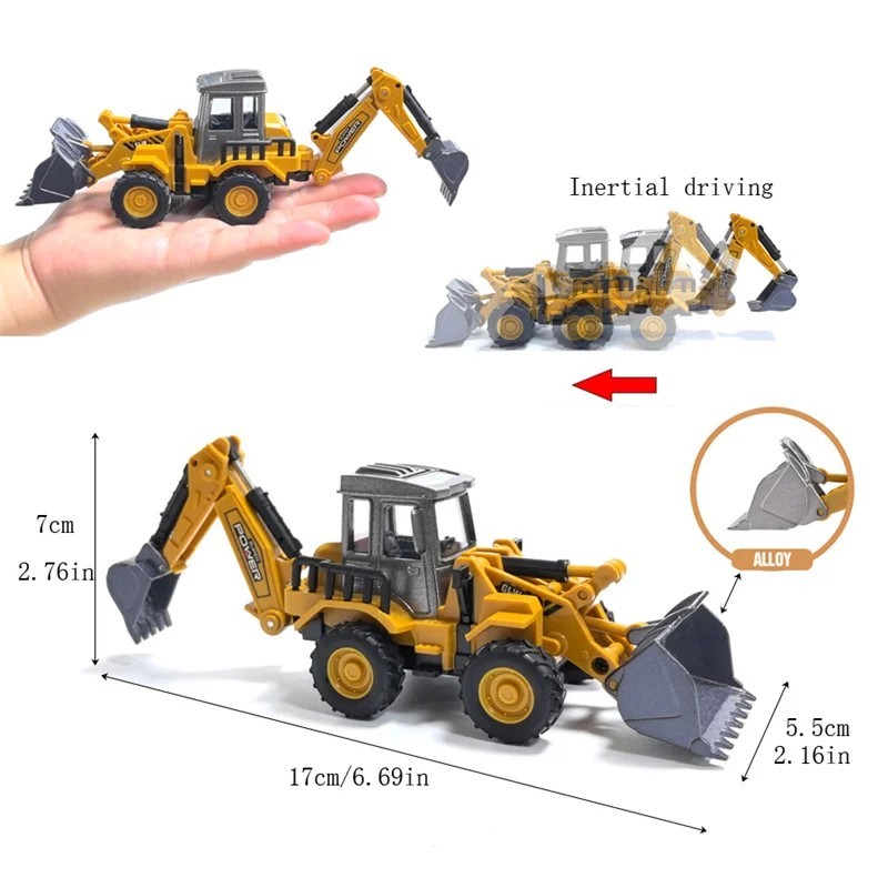 1:70 13 Styles Mini Forklift Driller Road Roller Engineering Diecast Constructio