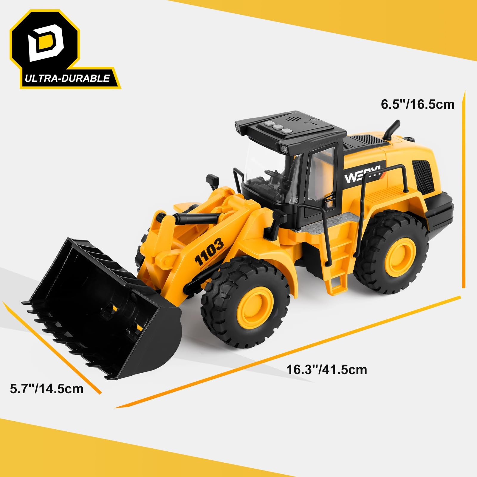Bulldozer Toy, 16″ Front Loader, 1:10 Scale Classics Bulldozer, Wheel Loader …