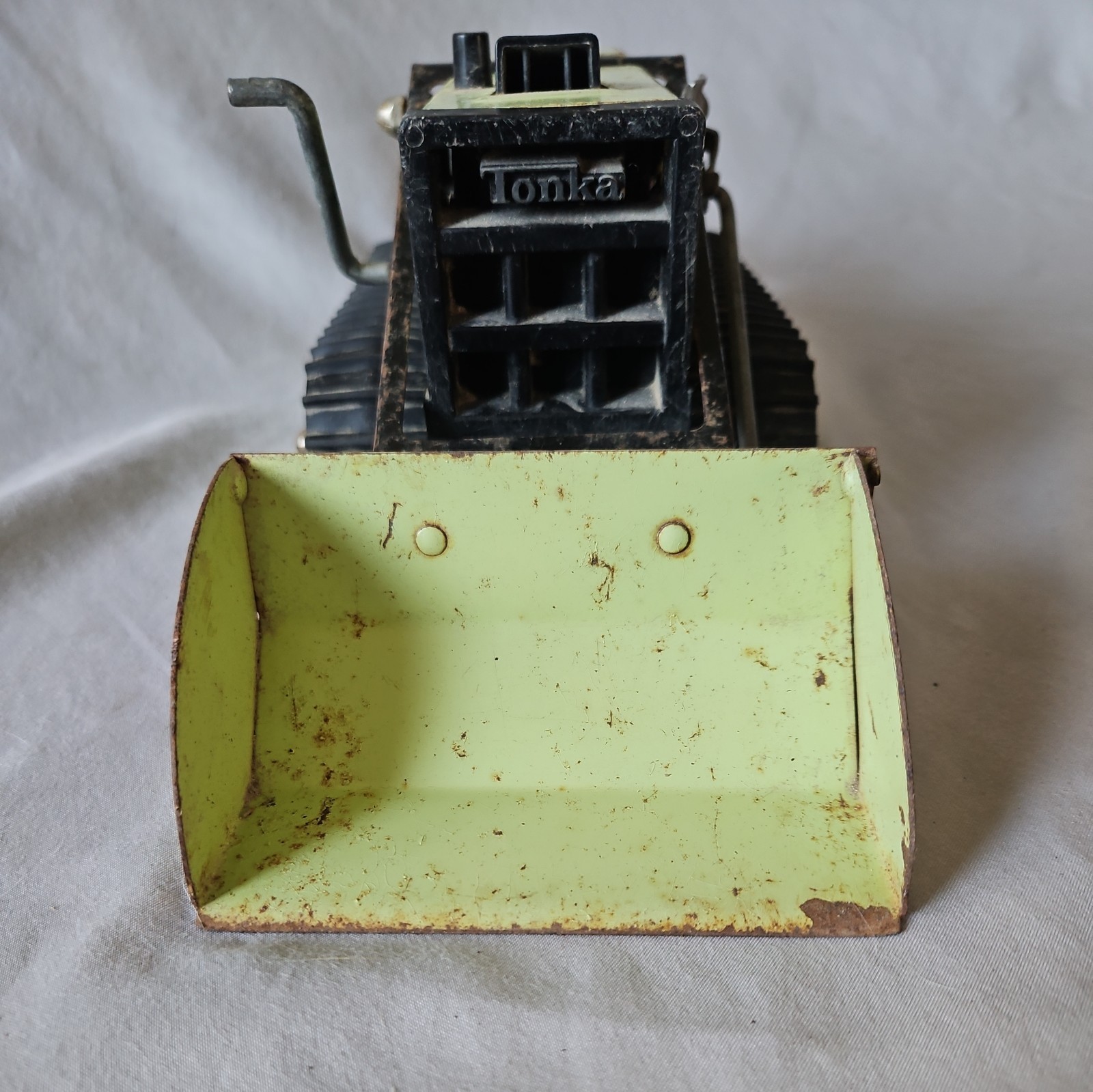 Vintage TONKA T-6 Front end Loader Excavator 1970s Green Steel Bulldozer Digger