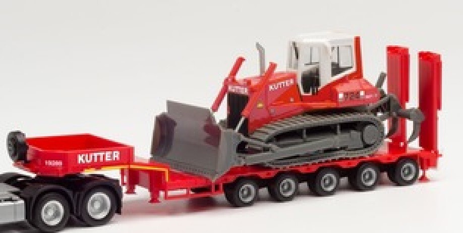 VOLVO truck +5 axle Lowboy Trailer & Bulldozer Kutter HO 1/87 Scale HERPA 315981