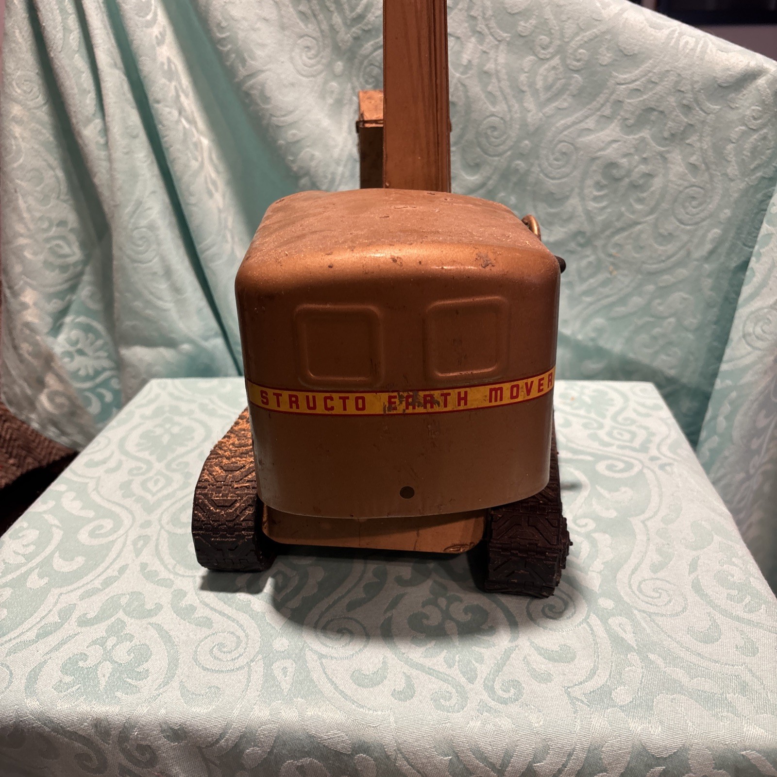 Structo Toy steam shovel construction earth mover crane pressed tin 1950s