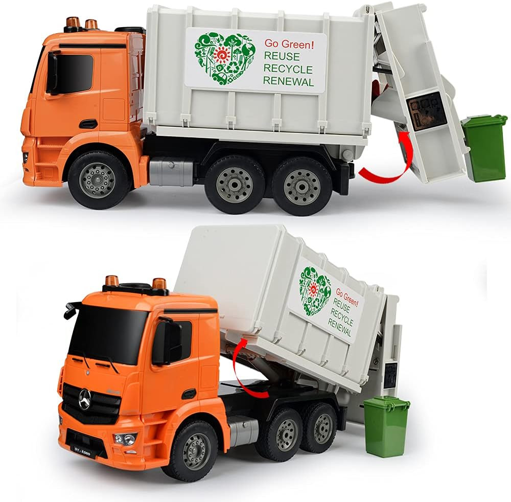 Benz Licensed Remote Control Garbage Truck Electric Recycling Toy Set with Trash