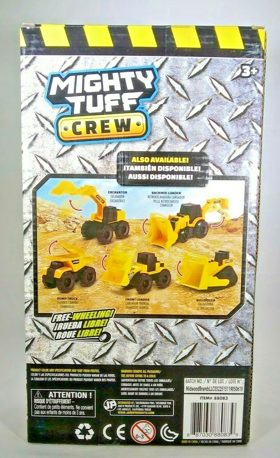 Mighty Tuff Crew 3 Pack Construction Vehicle Set Free-Wheeling MTC Dump Truck 3+
