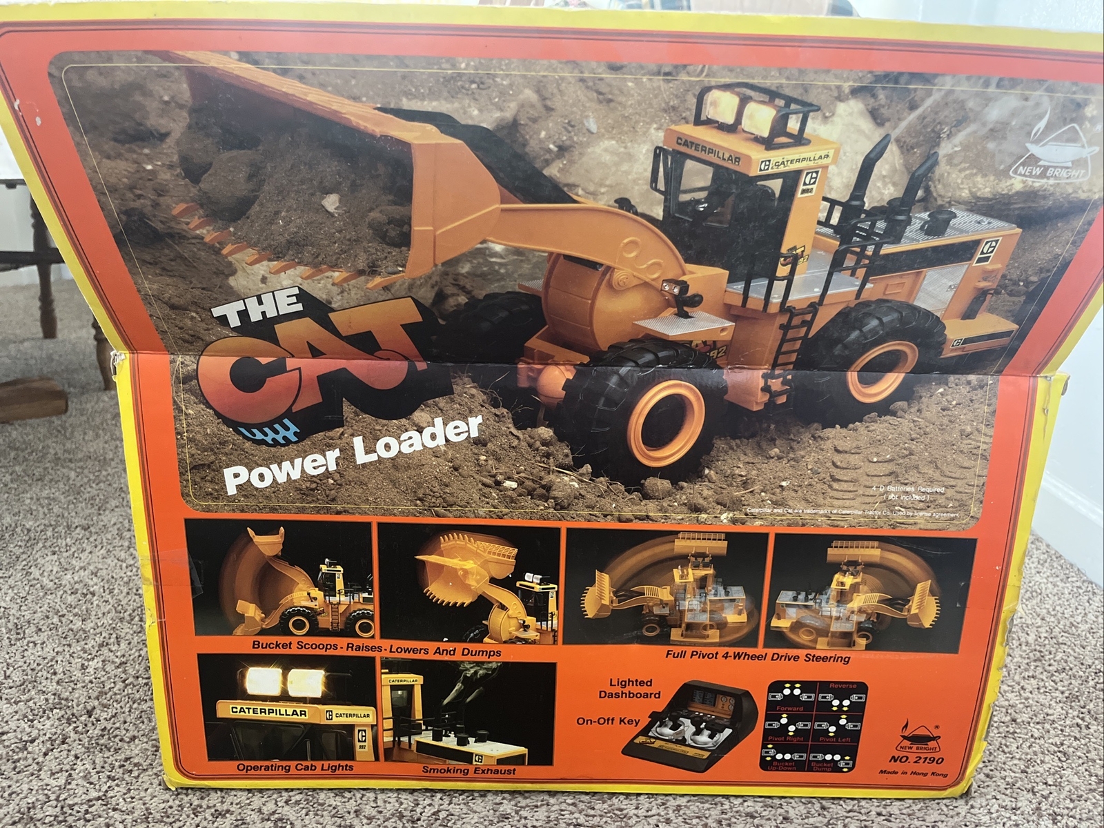 New Bright The Cat 992 Power Loader Tractor W Remote Vintage 1986, Never Used!
