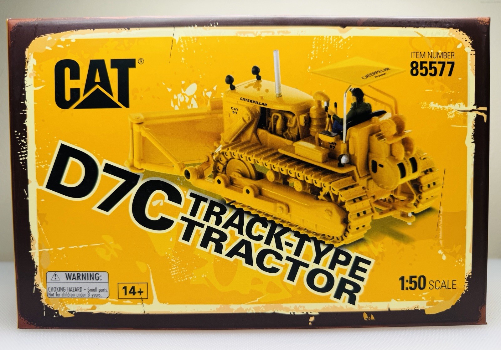 DM 1:50 CAT D7C Caterpillar tracked bulldozer alloy vehicle shovel model 85577