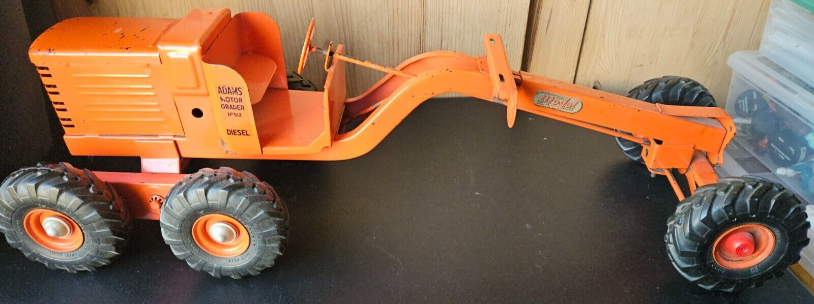 ADAMS MOTOR GRADER NO.512, DIESEL. MODEL TOYS, CHARLES WM. DOEPKE. GOODYEAR TIRE