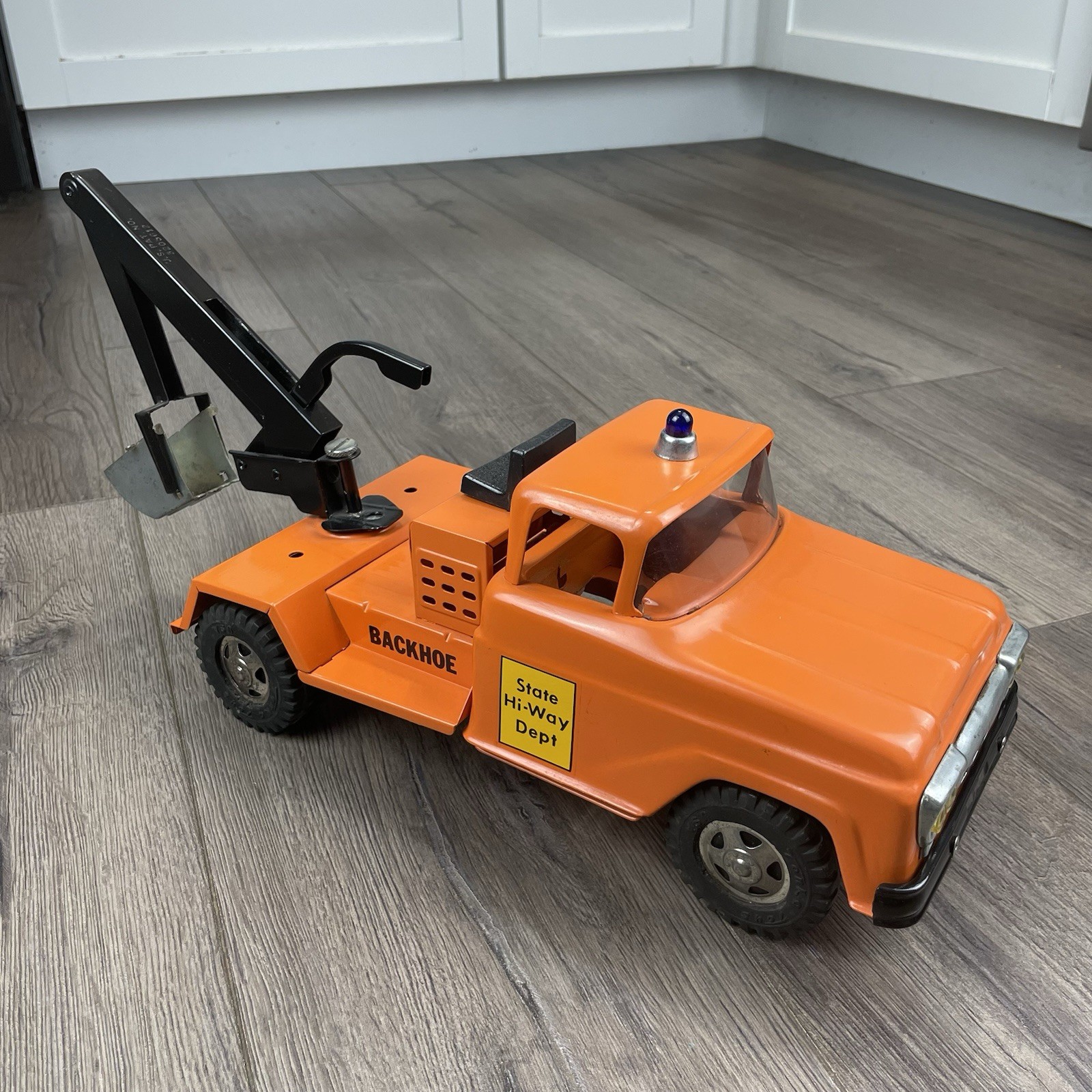 Vintage Orange Tonka State HI-WAY DEPT Highway Truck Backhoe Excavator Highway
