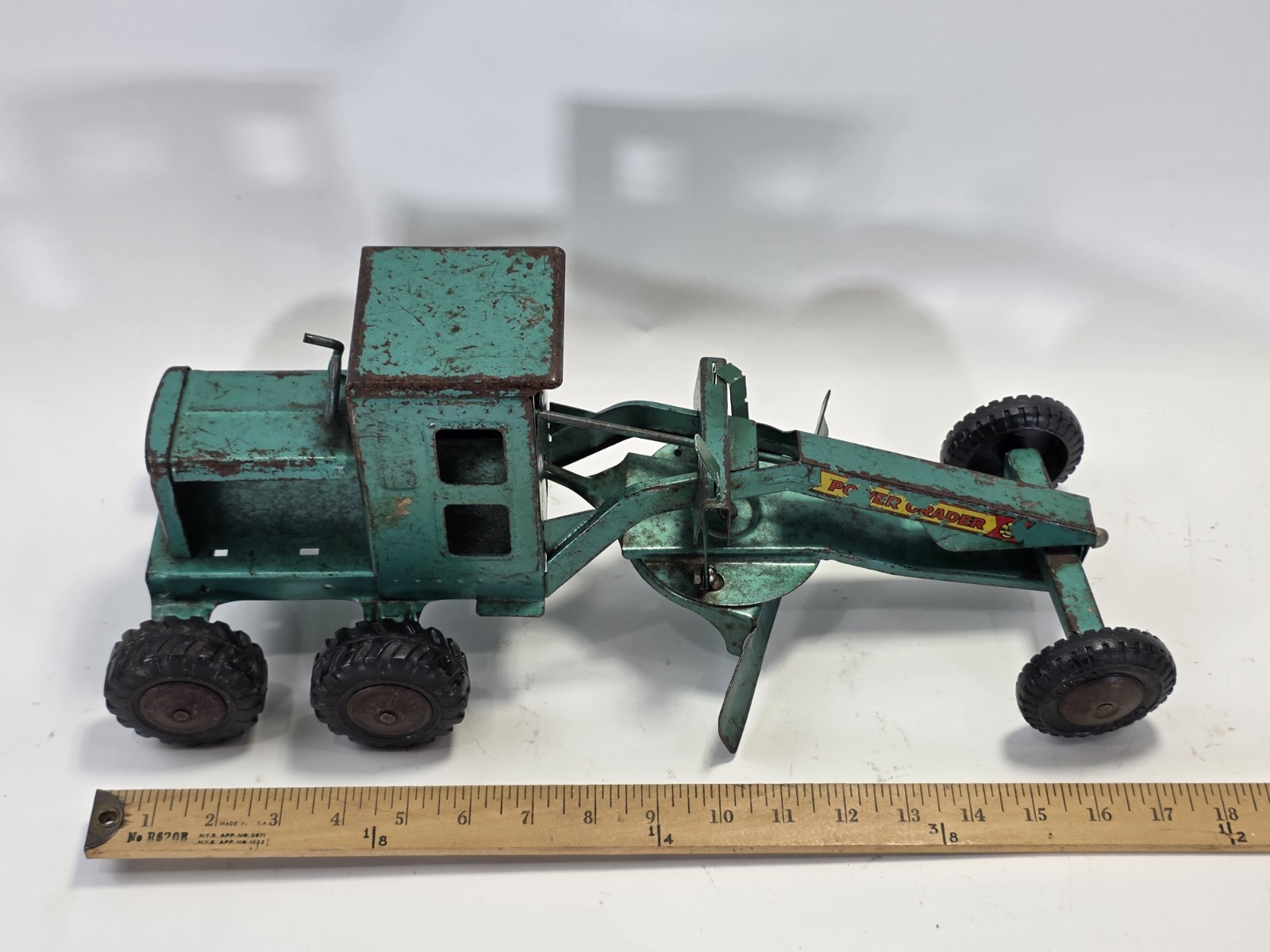 Vintage 1950’s Marx, Power Grader, Steel Toy, Good Condition, Green