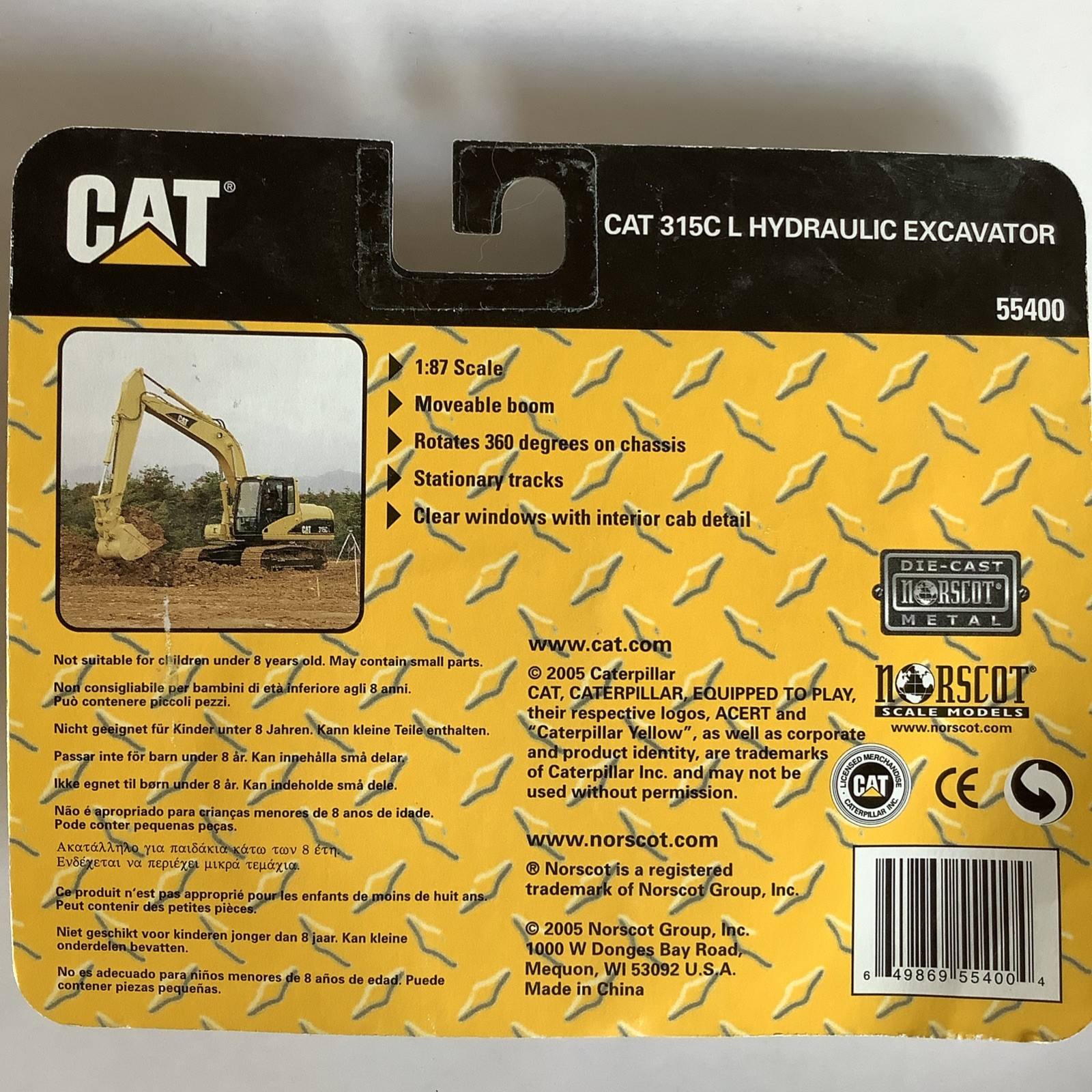 Diecast Norscot Metal 1/87 Ho Scale Cat 315C L Hydraulic Excavator 55400