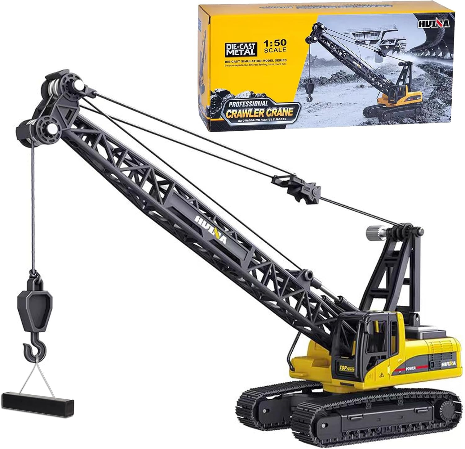1/50 Heavy Duty Construction Metal Crawler Crane, Truck Crane Vehicle Toys For