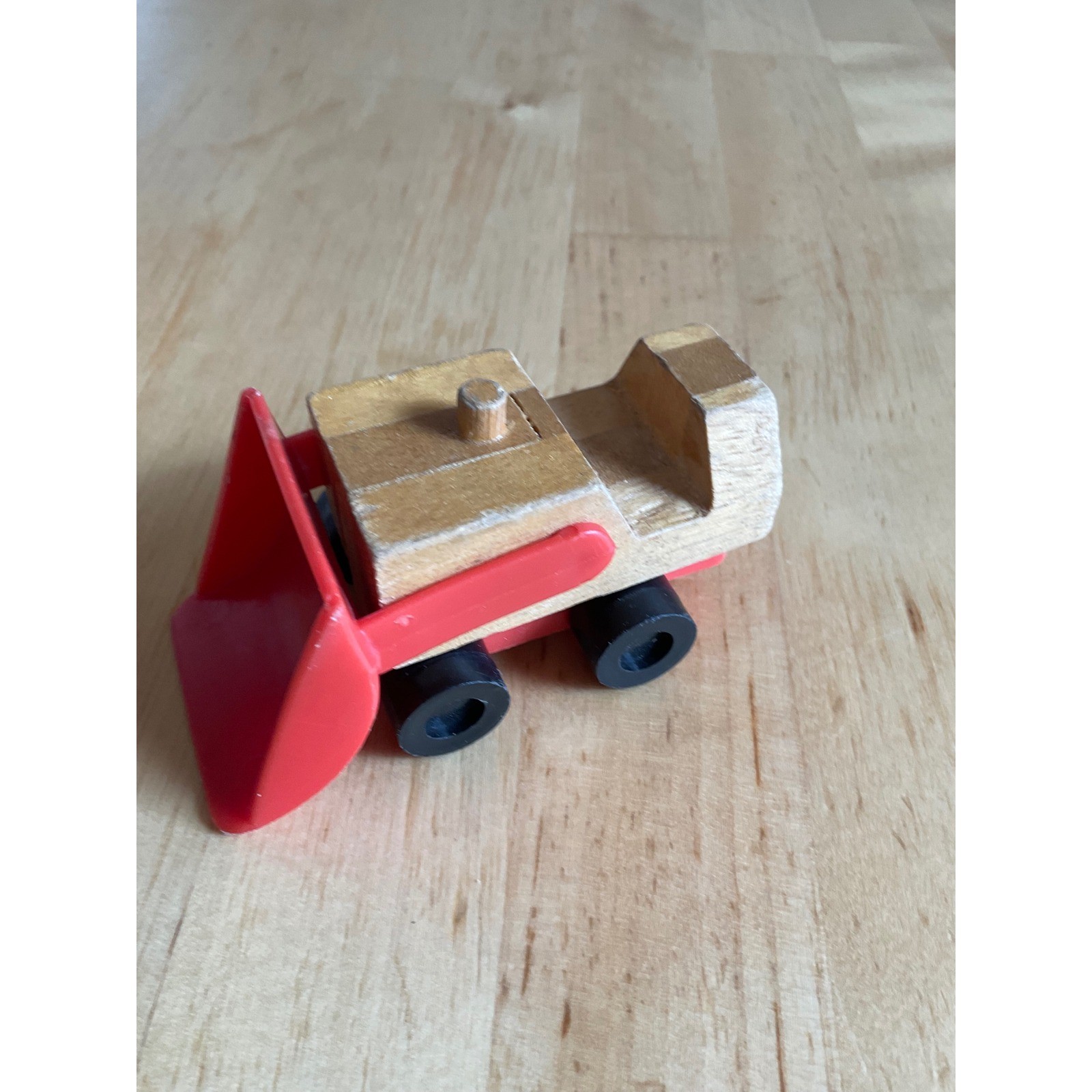 Vintage 1971 Mattel Tuff Stuff Wood Red Plastic Bulldozer Toy 8700-01 Korea