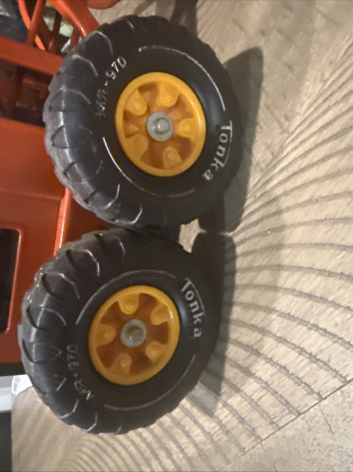 VINTAGE 1970’s TONKA METAL ROAD GRADER TOY ORANGE 17” MR-970 TIRES