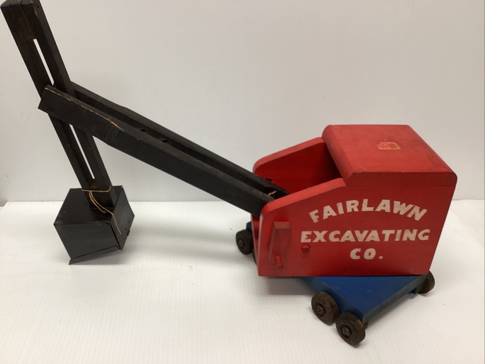 Antique 1940s Tick Tock Toys Wood & Metal Fairlawn Excavating Co. Steam Shovel