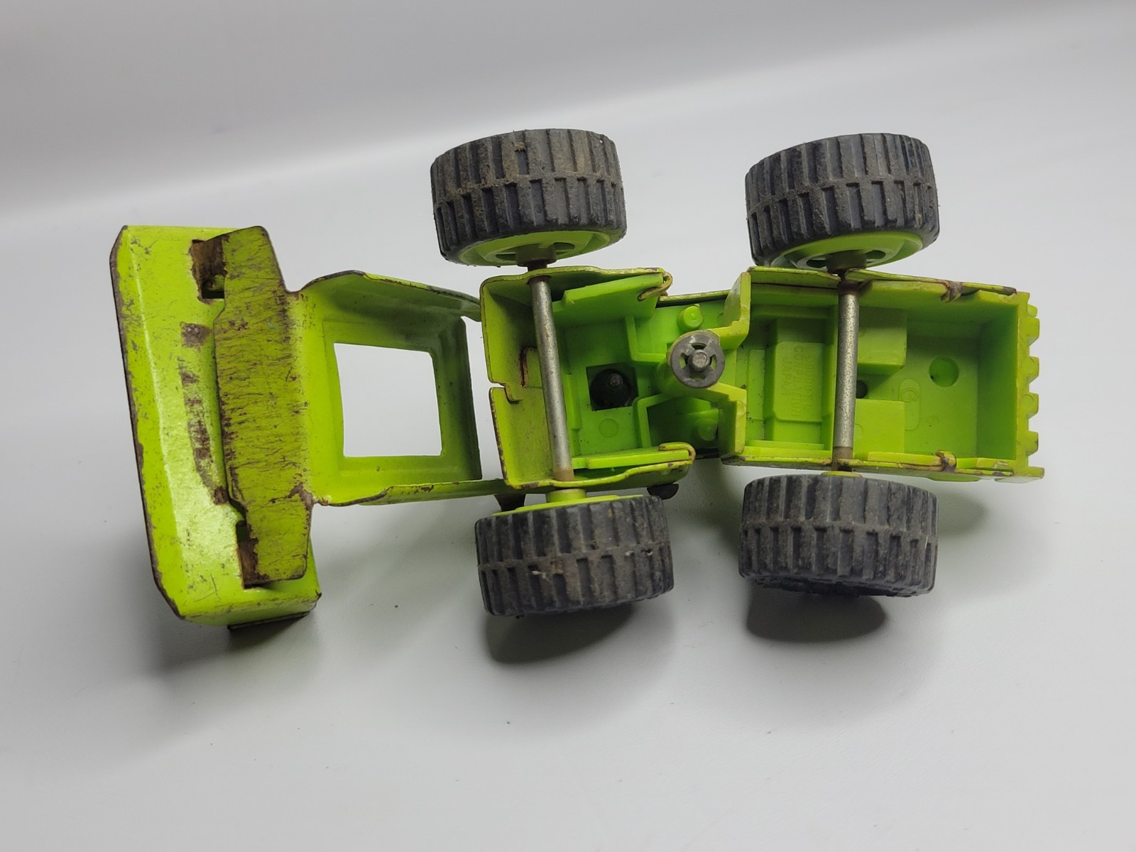 Vintage Buddy L Green Metal Front End Bucket Loader Farm Tractor Toy Truck