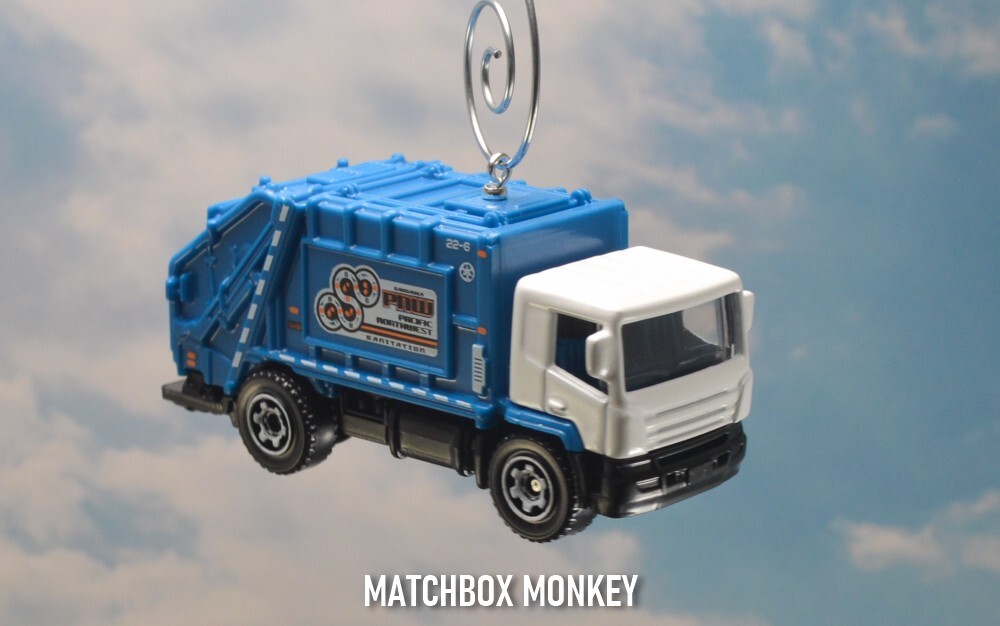 White PNW Garbage Trash Refuse Truck Custom Christmas Ornament Waste Management