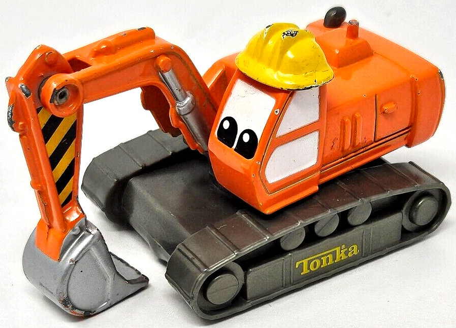 Maisto Tonka Hasbro Mighty Mini Metal 2002 Excavator Orange Digger & Yellow Hat