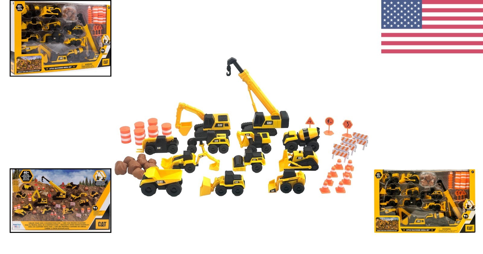STEM Construction Toy Set 41 Pieces with XL Crane Excavator Vehicles and Signs