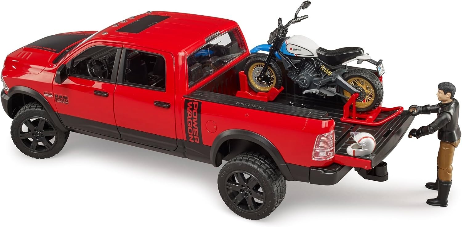 Ram 2502 Power Wagon with Ducati Scrambler – Educational Truck & Motorcycle Play