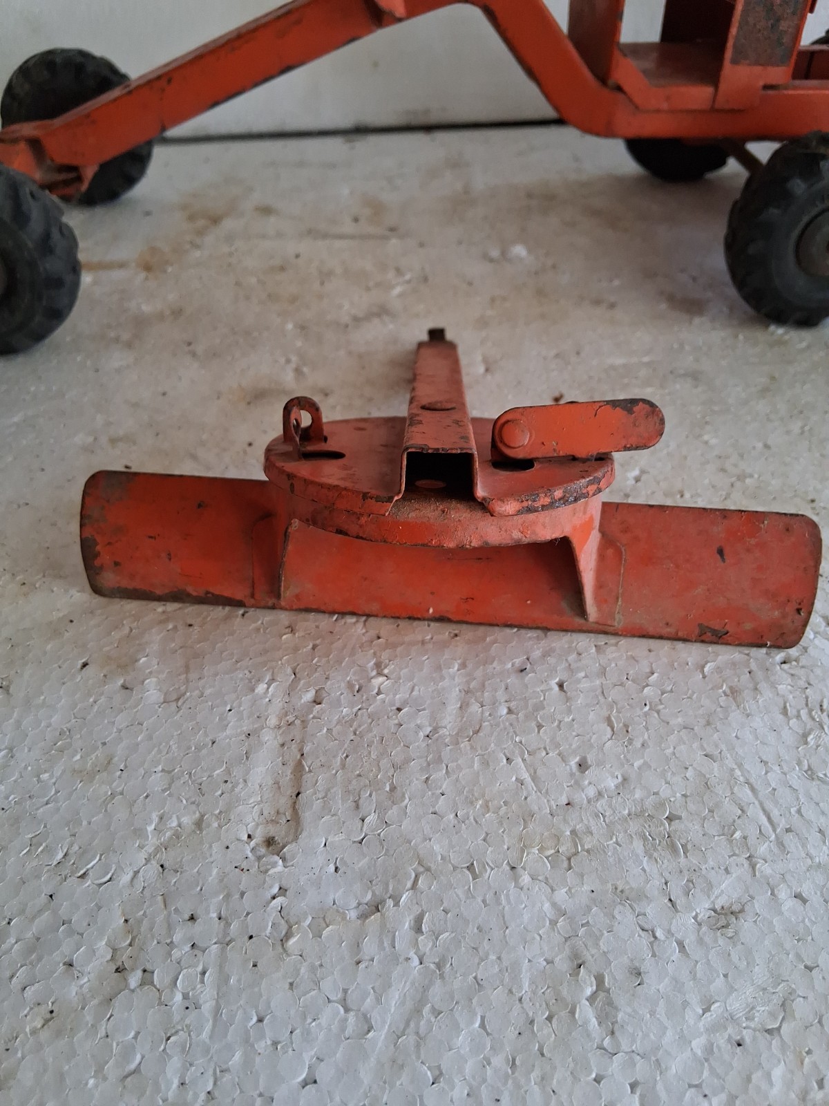 Vintage Structo Road Grader Orange, Pressed Steel