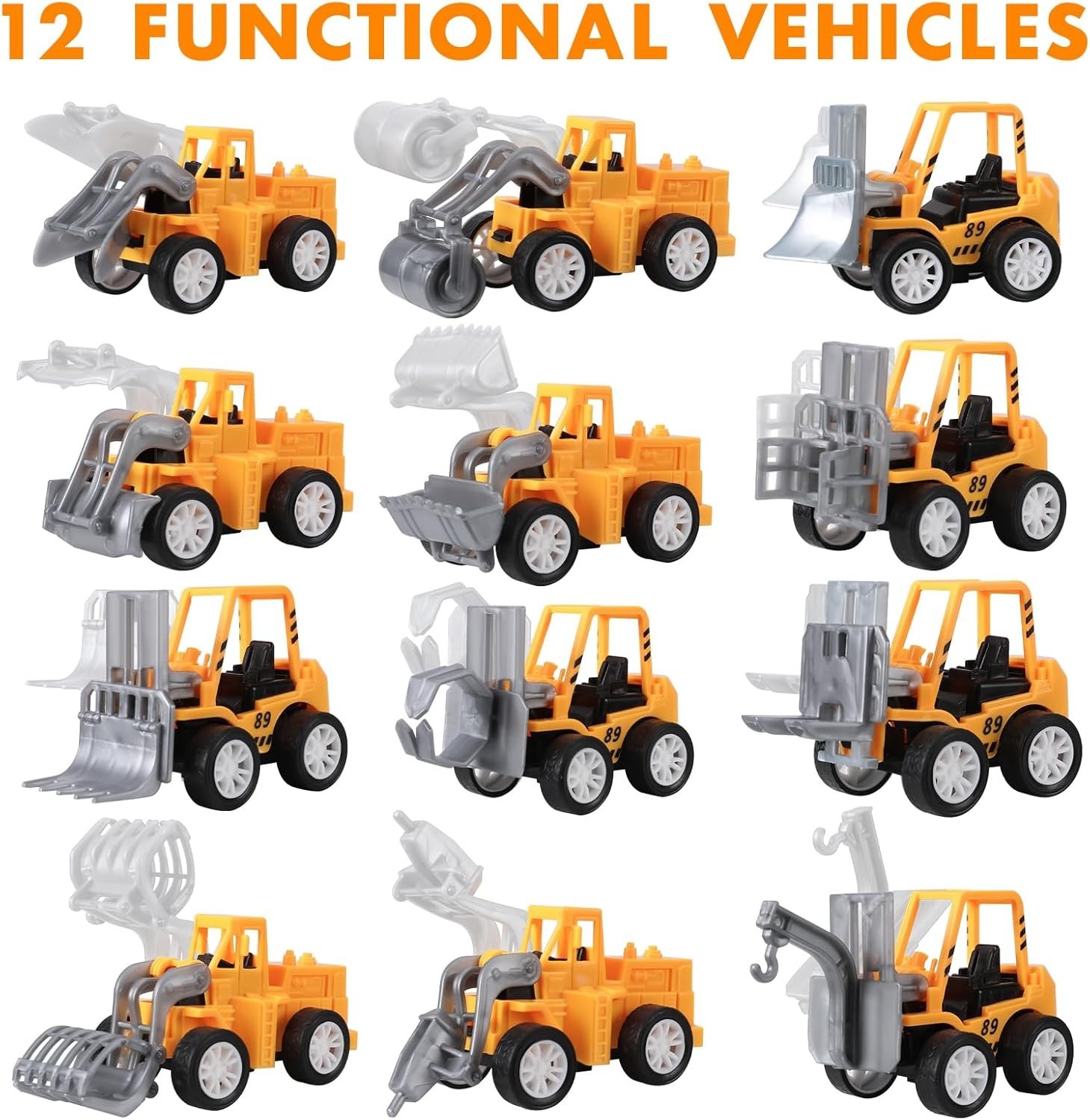 40 Pieces Mini Construction Vehicles Bulk Pull Back Trucks Engineering Vehicl…
