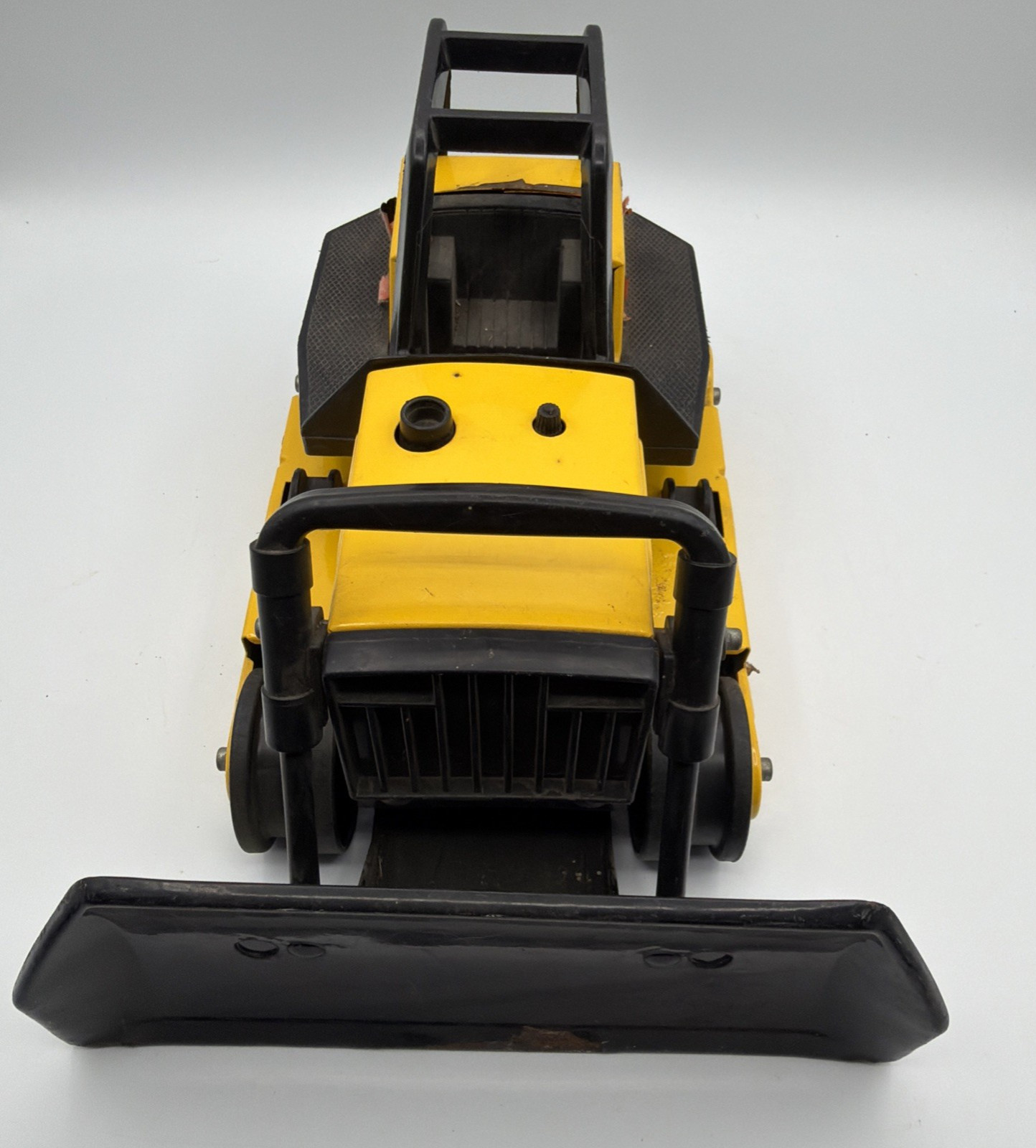 Vintage 1980s Tonka Trax Bulldozer Crawler: Pressed Steel Construction Toy 12″
