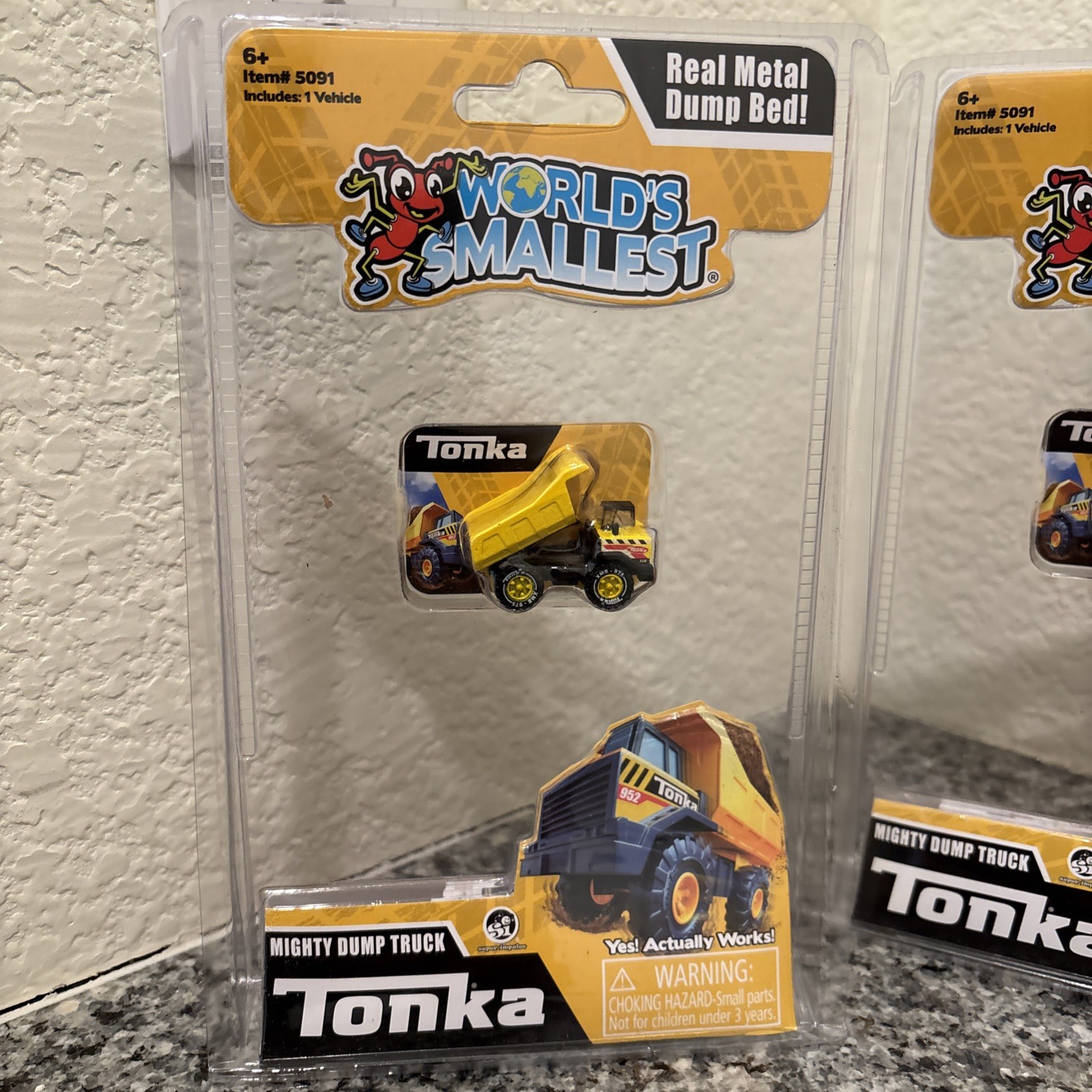 World’s Smallest Mini TONKA Mighty Dump Truck Miniature Micro Toy Metal,set Of 3