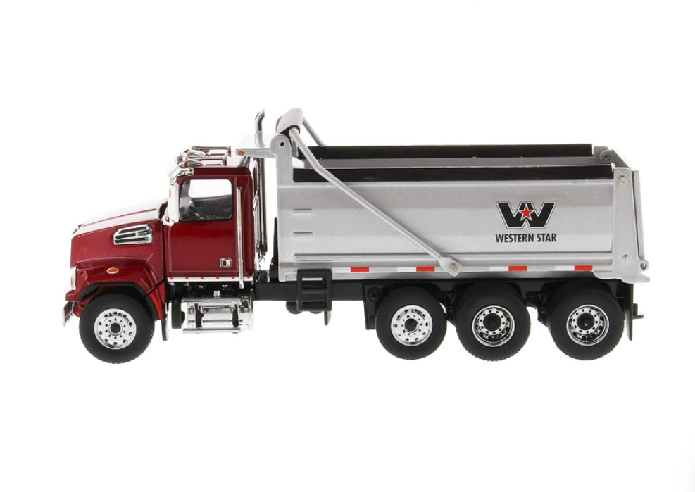 1:50 DM Western Star 4700 SF Dump Truck in Red with Silver Dump Body Collection