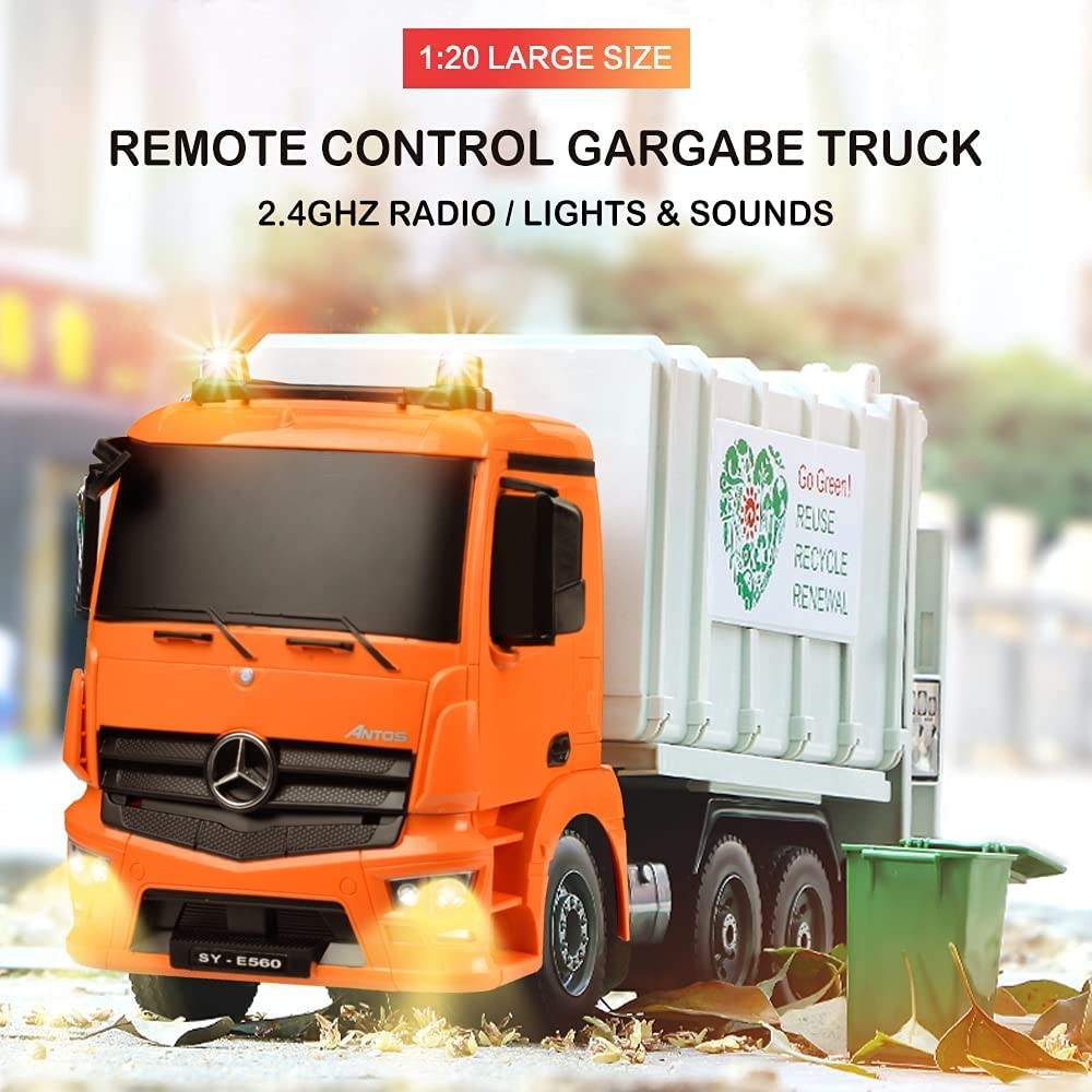 Benz Licensed Remote Control Garbage Truck Electric Recycling Toy Set with Trash