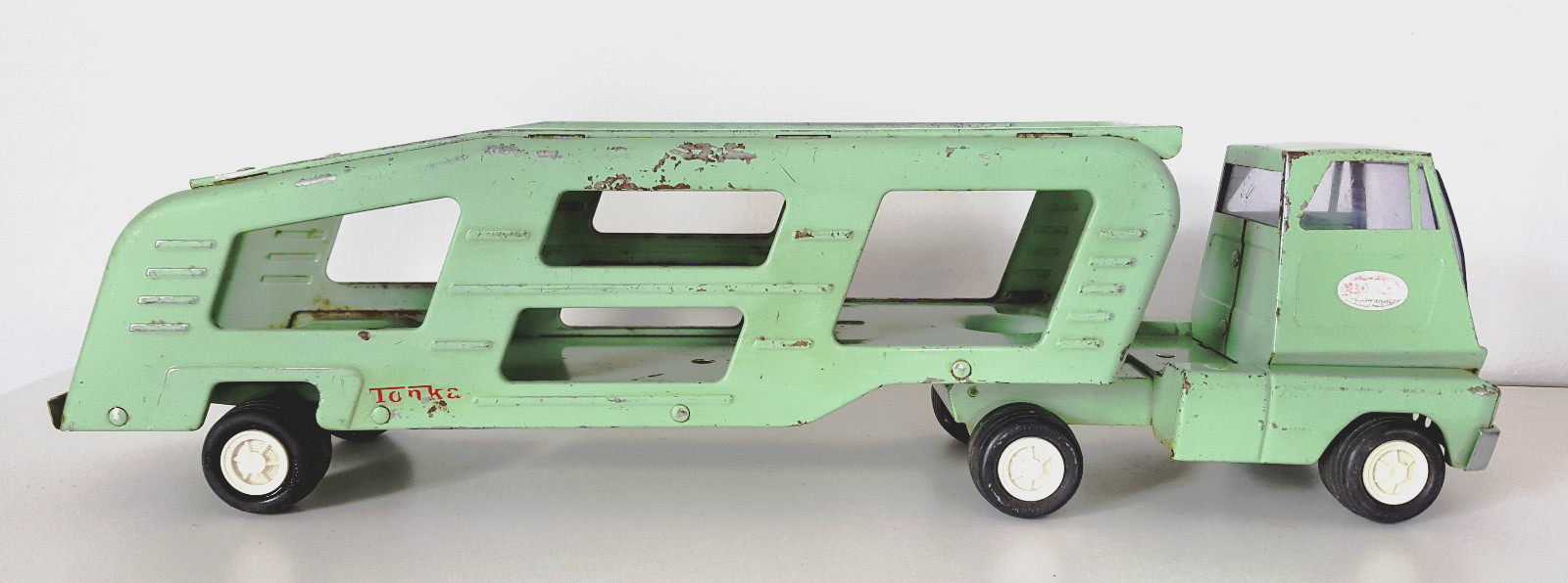 Vintage 1967 TONKA Green CAR HAULER / CARRIER Transport SEMI TRUCK # 96