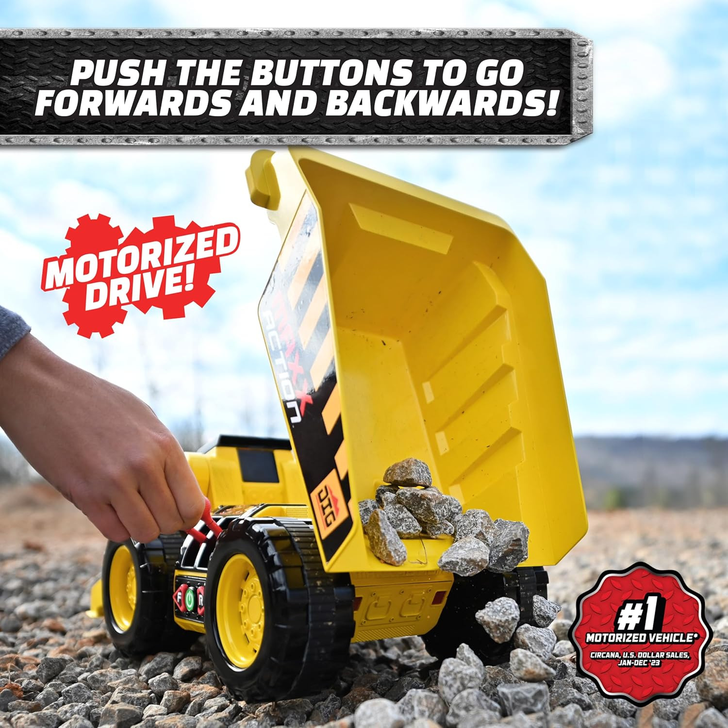 19’’ 2-N-1 Motorized Dig Rig – Excavator and Dump Truck Toy with Joystick Contro
