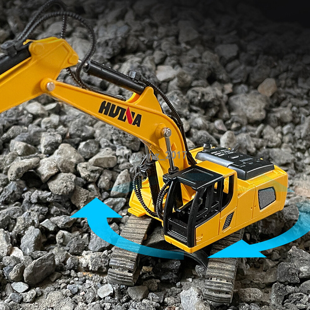 1:50 Flatbed Truck with Excavator Diecast Construction Toys Vehicle Playset Blue