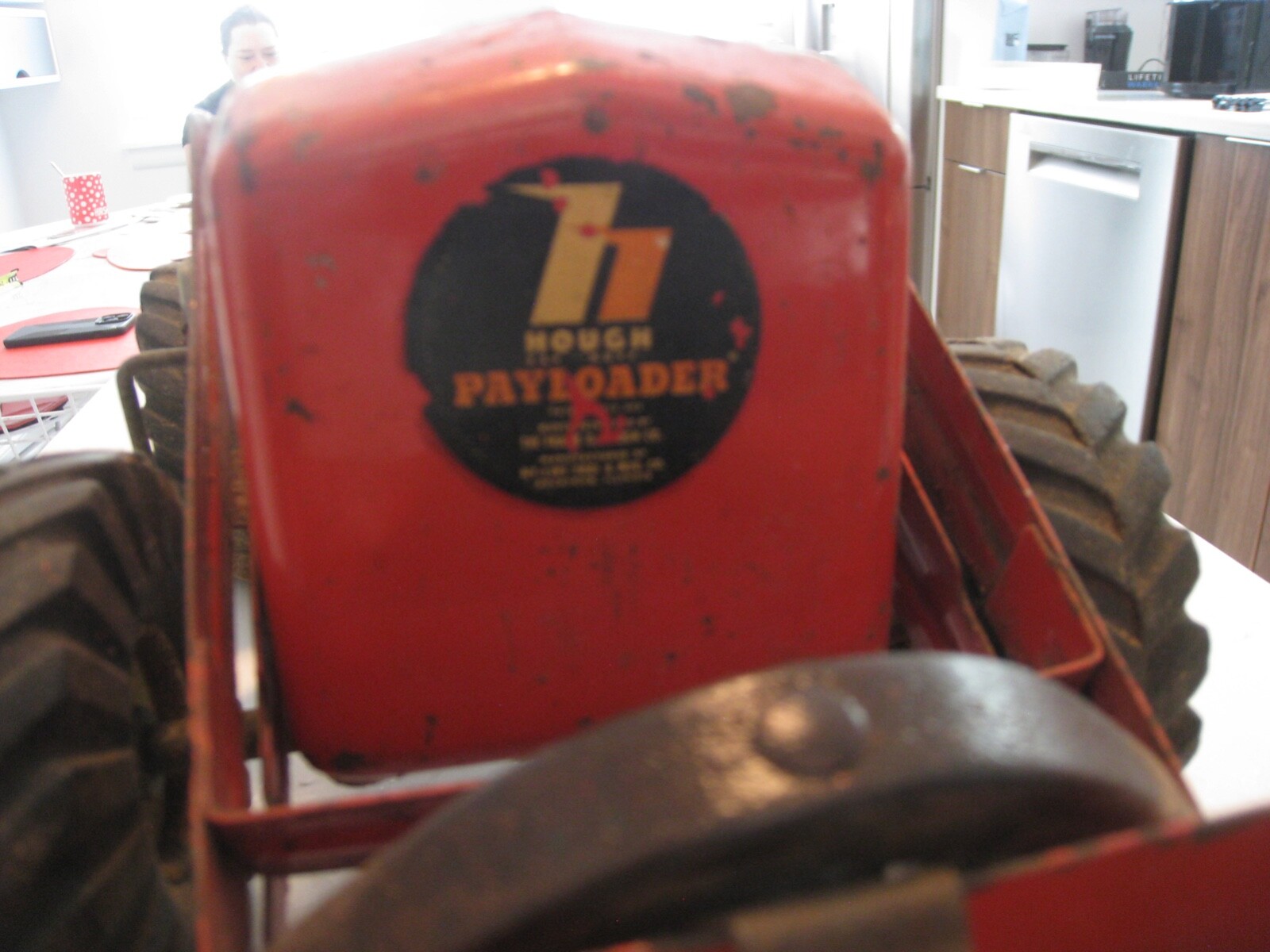 Vintage NYLINT Red Pressed Steel HOUGH Payloader Front End Loader Tractor Toy