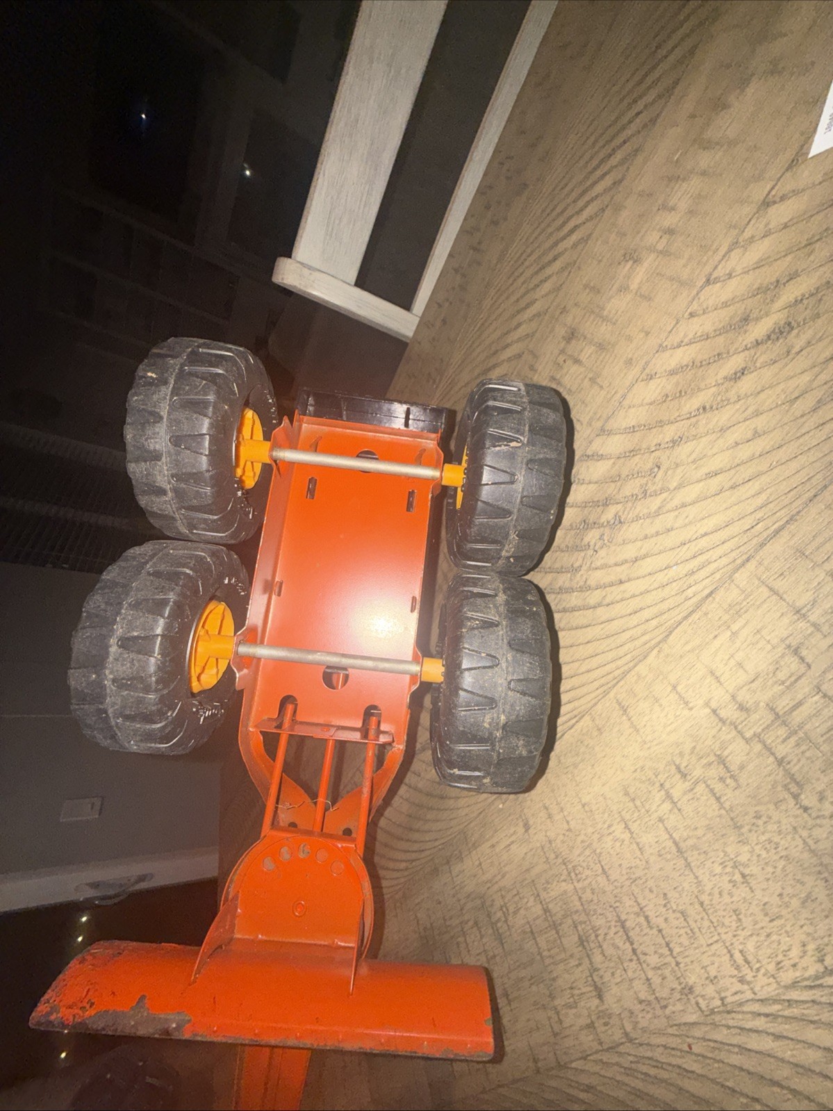 VINTAGE 1970’s TONKA METAL ROAD GRADER TOY ORANGE 17” MR-970 TIRES