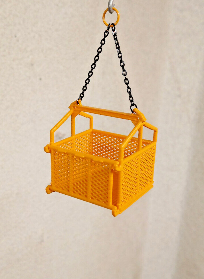 3D Cargo Basket w/Drop Down Gate In Authentic Liebherr Yellow, 1/50, 1/48th.