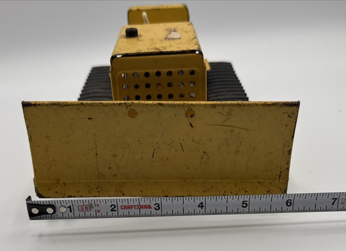 Vintage Tonka No. 300 Bulldozer 1960s Pressed Steel Yellow Dozer 8.5″