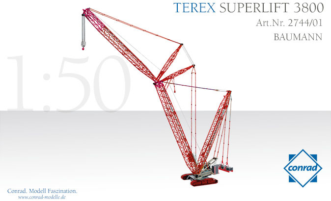 Conrad 2744-01 Terex Baumann 3800 Superlift Crawler Crane 1/50 scale Diecast MIB